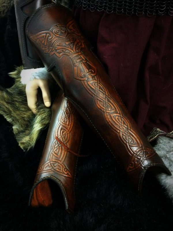 Vendel Wolf LARP Leather Greaves
