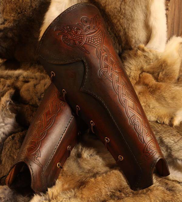 Vendel Raven LARP Leather Greaves