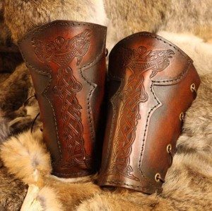 Vendel Raven Leather LARP Vambrace