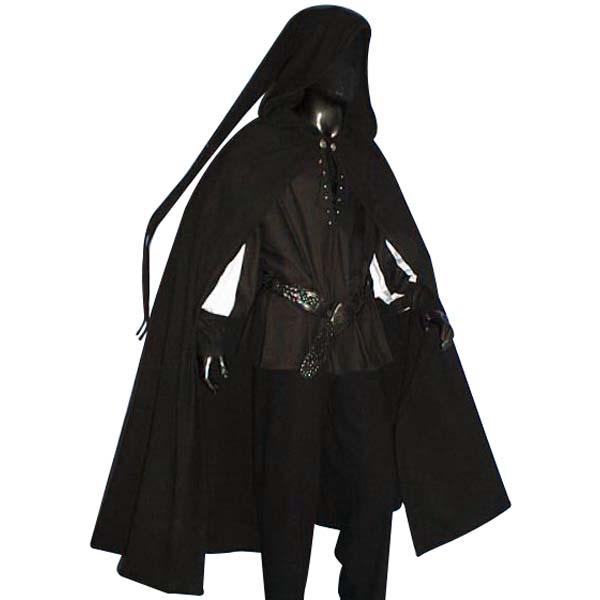 Medieval Long Tailed Cloak Black