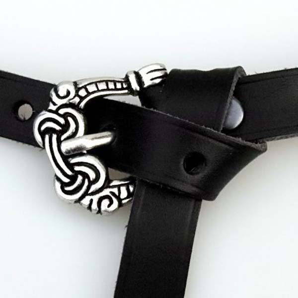 LARP Viking leather Belt 1.5cm with strap end - Image 2