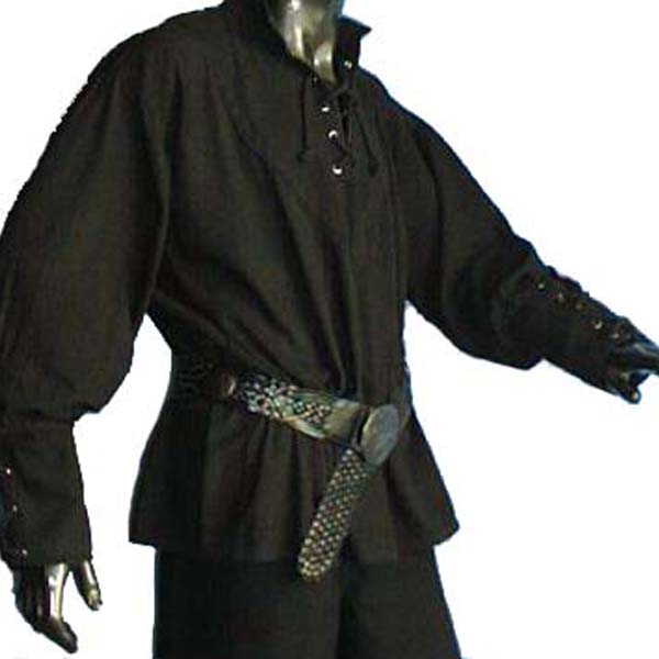 Medieval Shirt with stand up collar BLACK