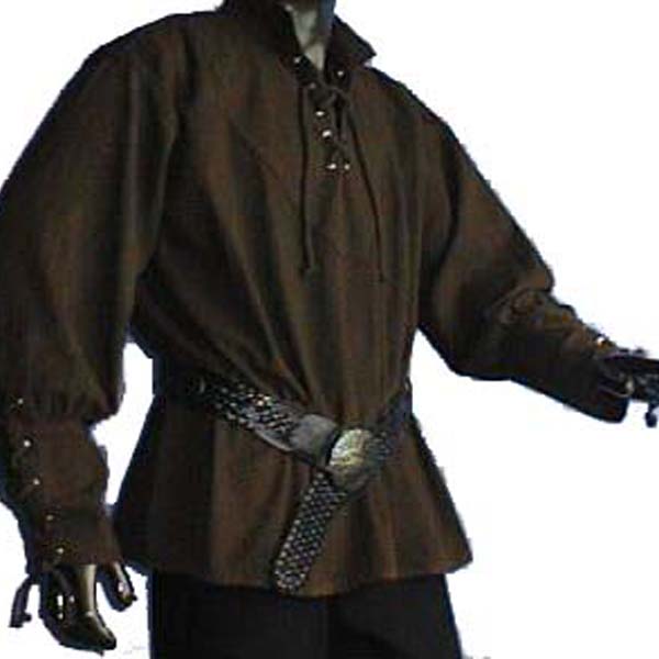 Medieval Shirt with stand up collar BROWN