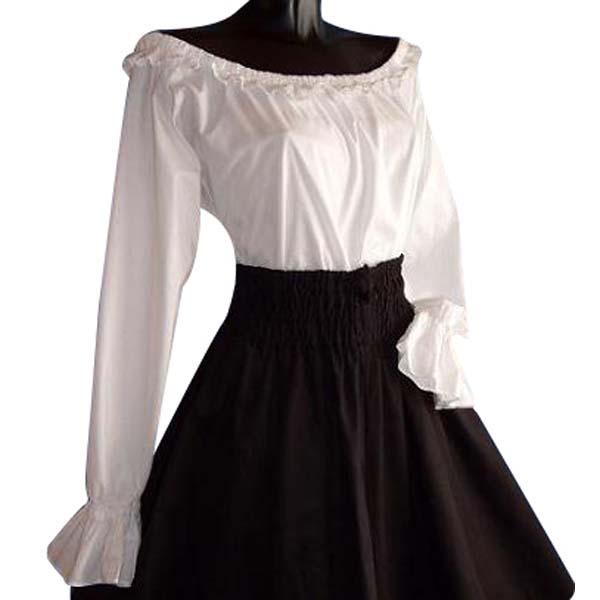 Frilled Medieval Blouse With Long Sleeves WHITE