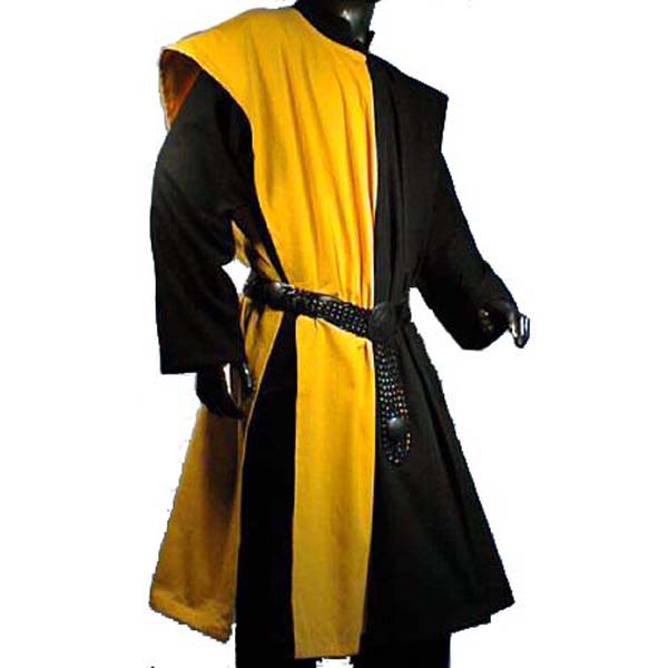 Open Sided Checkerboard Pattern Surcoat YELLOW AND BLACK