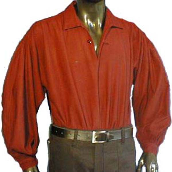 Medieval Shirt with collar and single button at neck RED