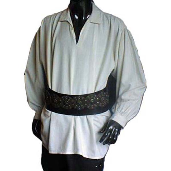 Medieval Shirt with collar and single button at neck WHITE