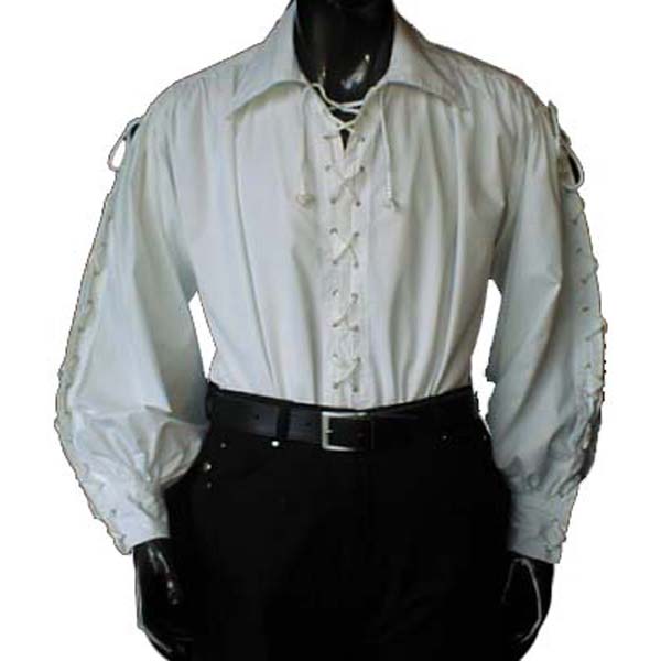 Pirate Shirt with wide collar WHITE