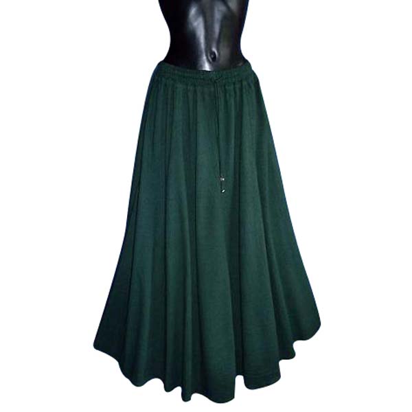 Medieval Style Linen Look Long Skirt GREEN