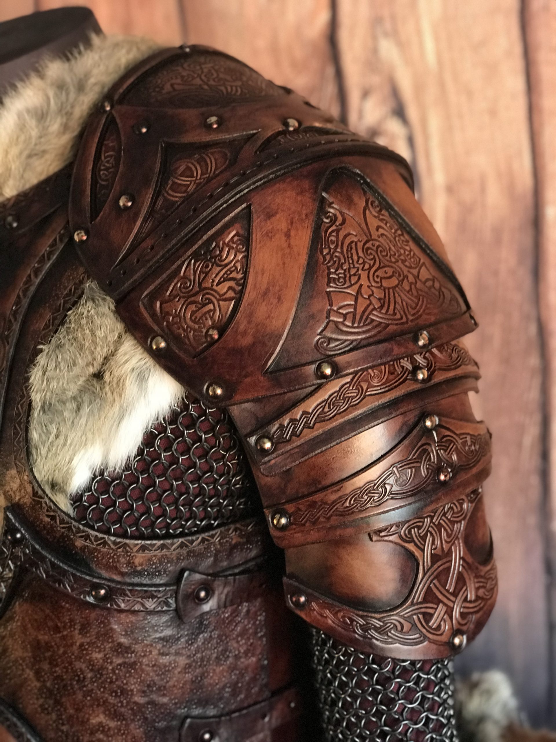The Odinson SCA\/HEMA Leather Shoulder Armour
